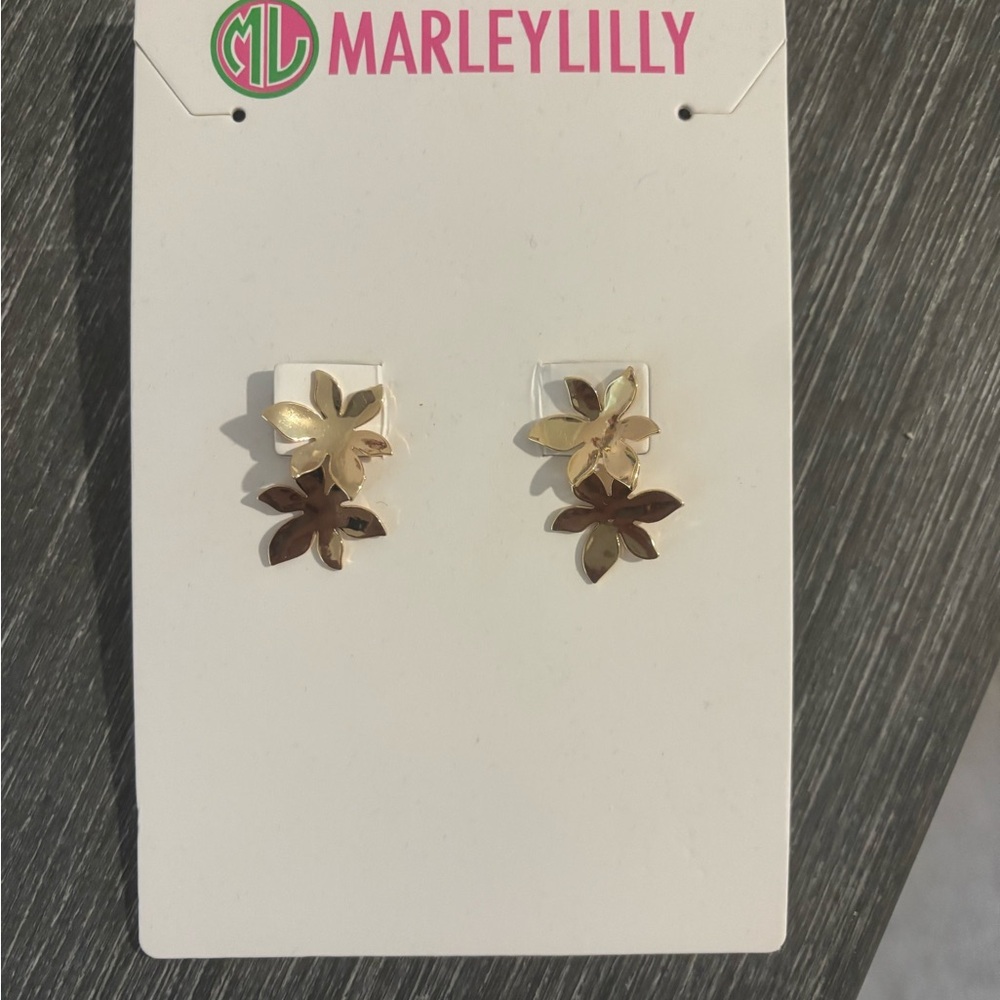 Marleylilly Gold and Brown Floral Earrings